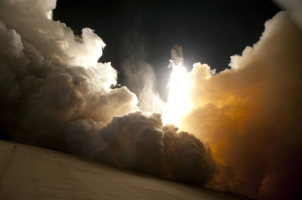 STS-130 exhaust cloud engulfs Launch Pad